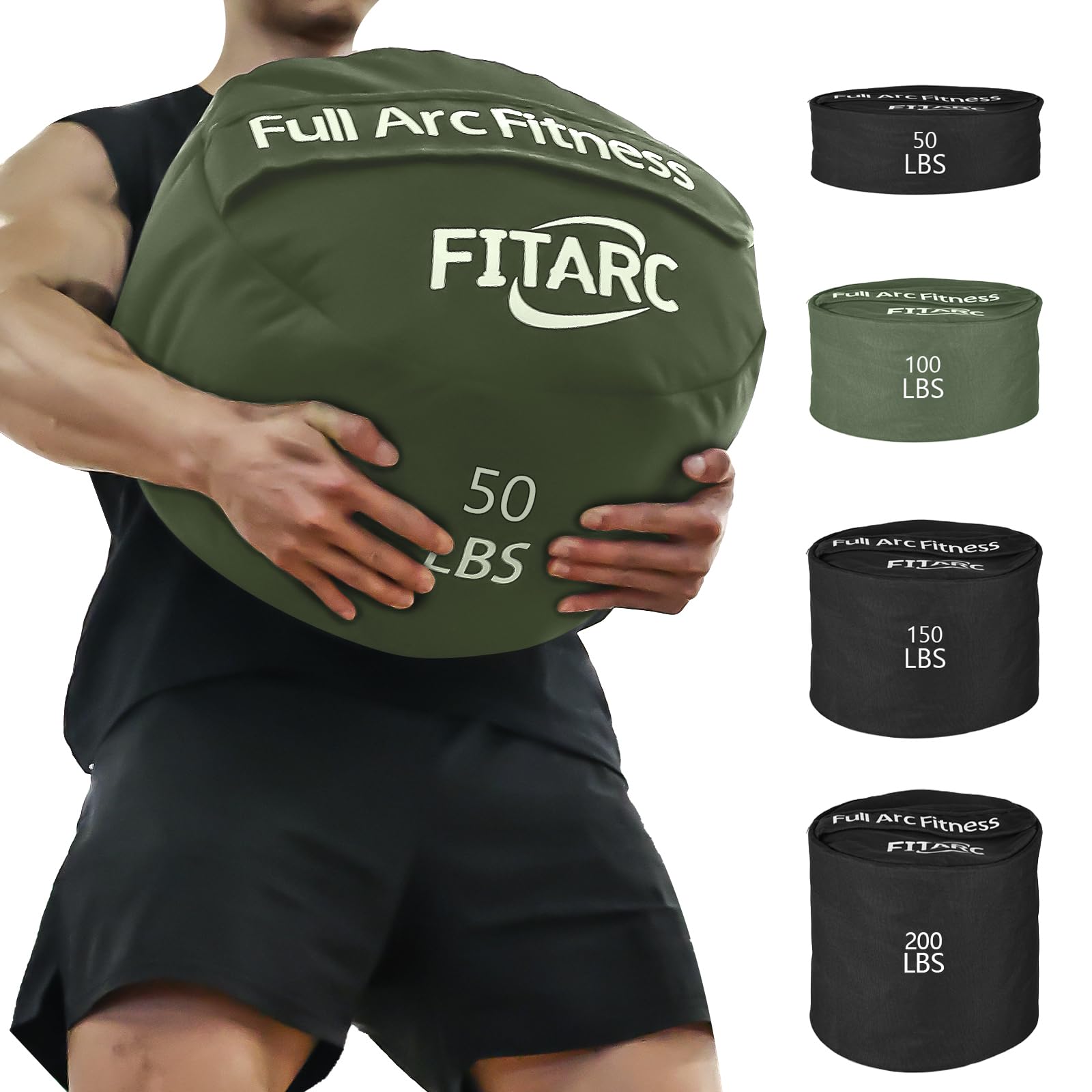 Fitarc Sandbag Workout Bag, Sand Bags for Weight Training, Sandbag for Fitness and Strength Training, Cross-Training & Exercise, Workouts Equipment Sand Not Included (Green 50LB)