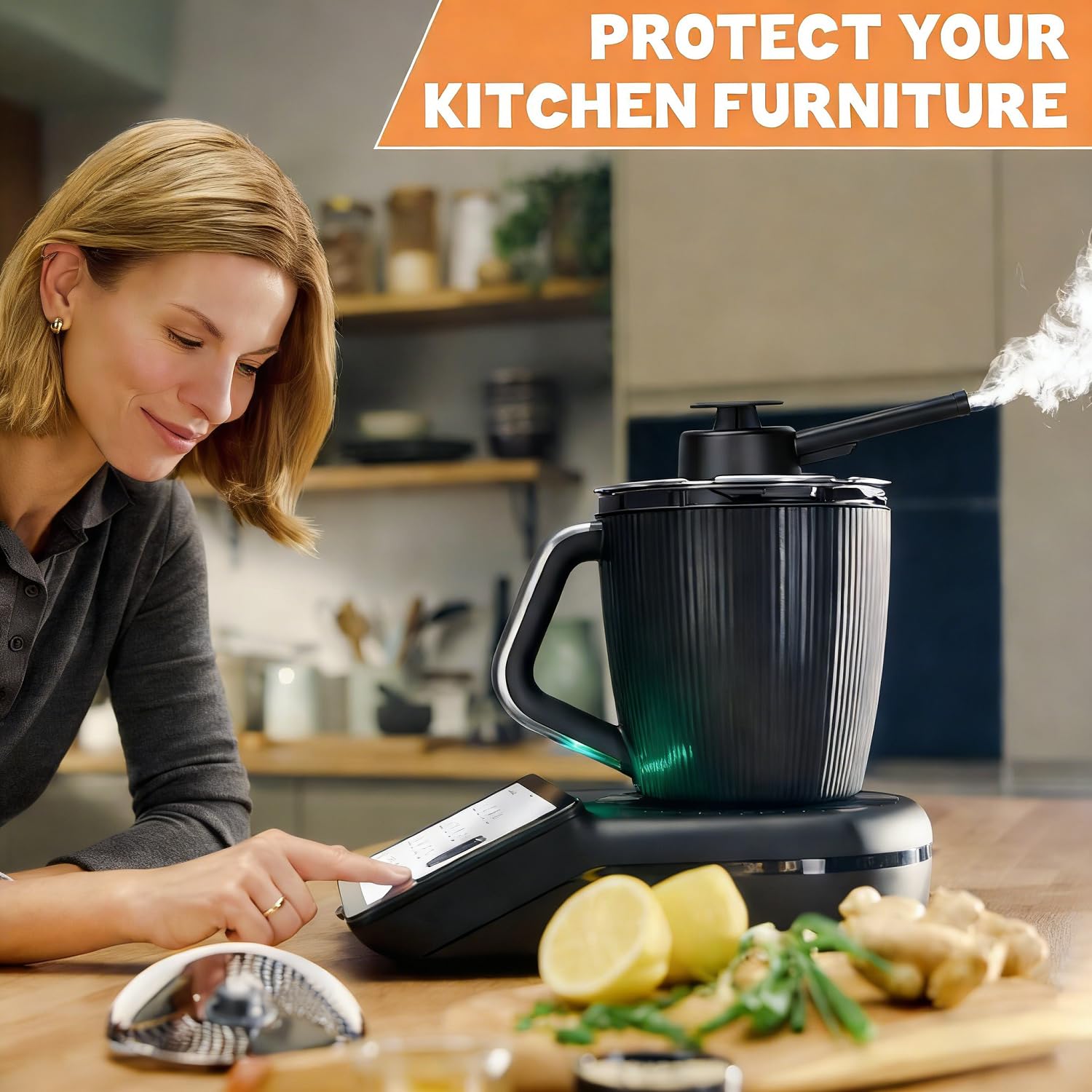 SelfTek Desviador de Vapor para Thermomix TM7 - Accesorio de Redirección de Vapor con Protección Anti-desbordamiento, Accesorio de Desvío de Vapor, Resistente al Calor, Campana Extractora, Gira 360° — view 4