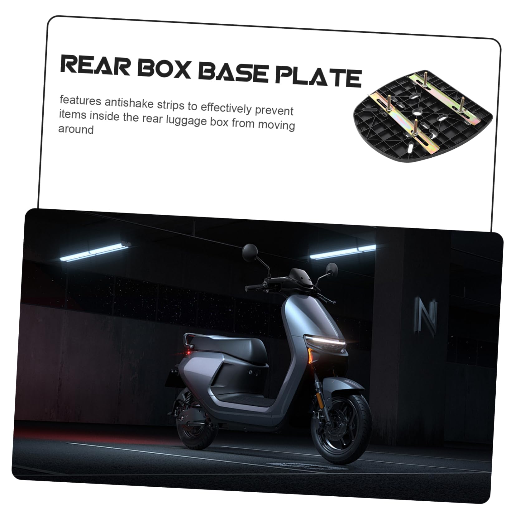 PartyKindom Piastra di Base in Pp e Lega per Bauletto Moto Posteriore Design Spesso, Strisce Antishake e Fissaggio Sicuro, Accessorio per Scatola Posteriore Moto