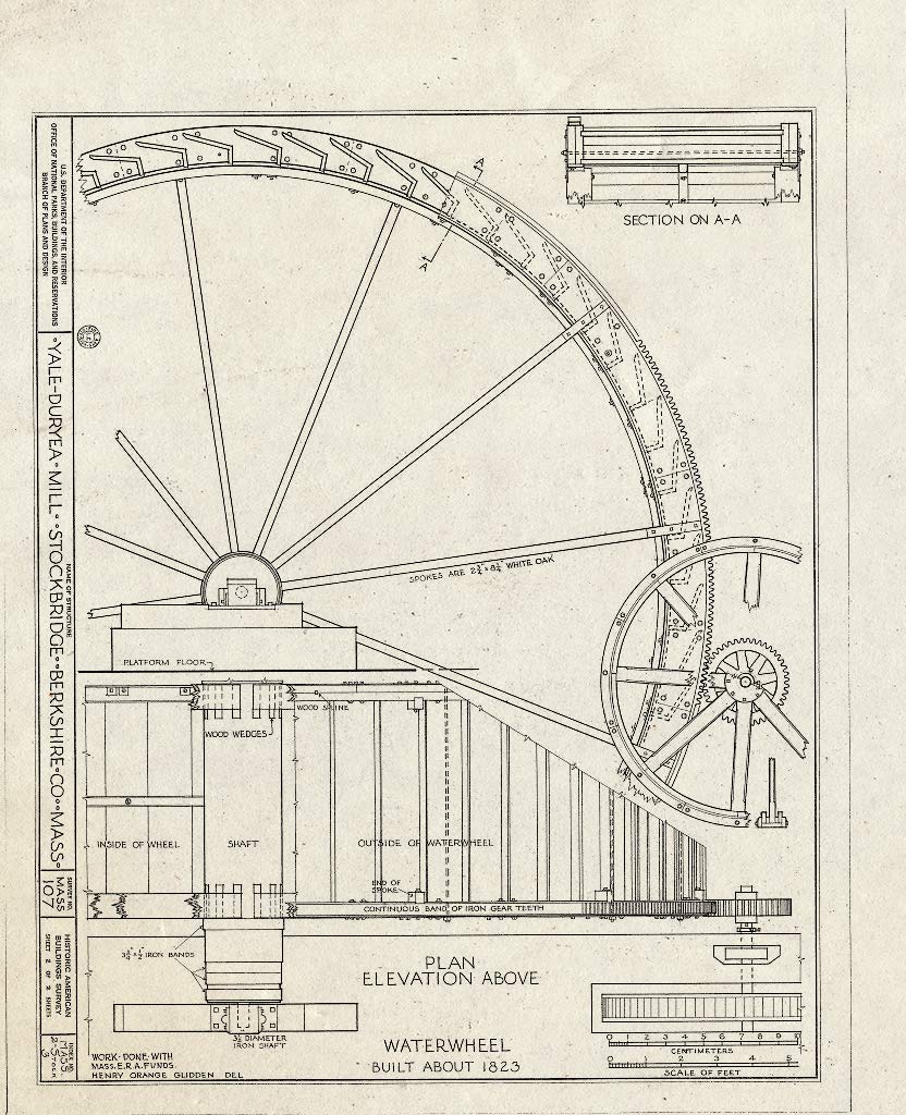 Historic Pictoric : Blueprint HABS Mass,2-Stock,3- (Sheet 2 of 2) - Yale-Duryea Mills, East Main Street, Stockbridge, Berkshire County, MA 24in x 30in