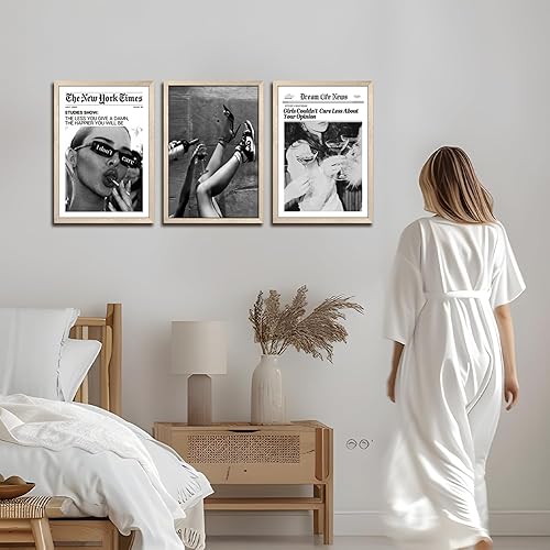 Miniatura 2 de Trendy The New York Times Wall Art 16x24 in Wood Framed Black and White Elegant Urban Feminist Canvas Posters Retro Trendy Cocktail Girly Posters