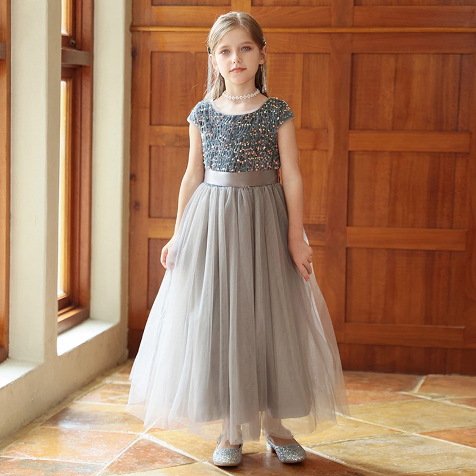 Elegante vestido de noche para actuaciones, concursos de belleza, vestido tutú con falda de faja, adecuado para jugar, aprender, celebrar, actuar musical, fiesta