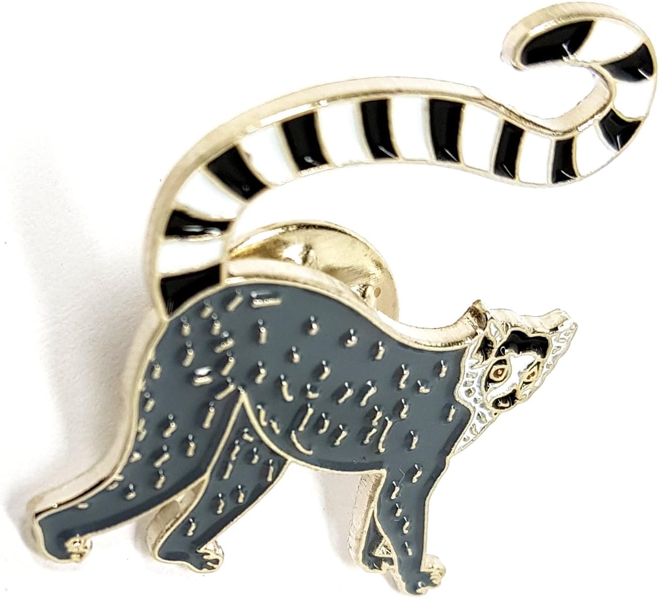 Ring Tailed Lemur island of Madagascar primate Metal Enamel Pin Badge Brooch