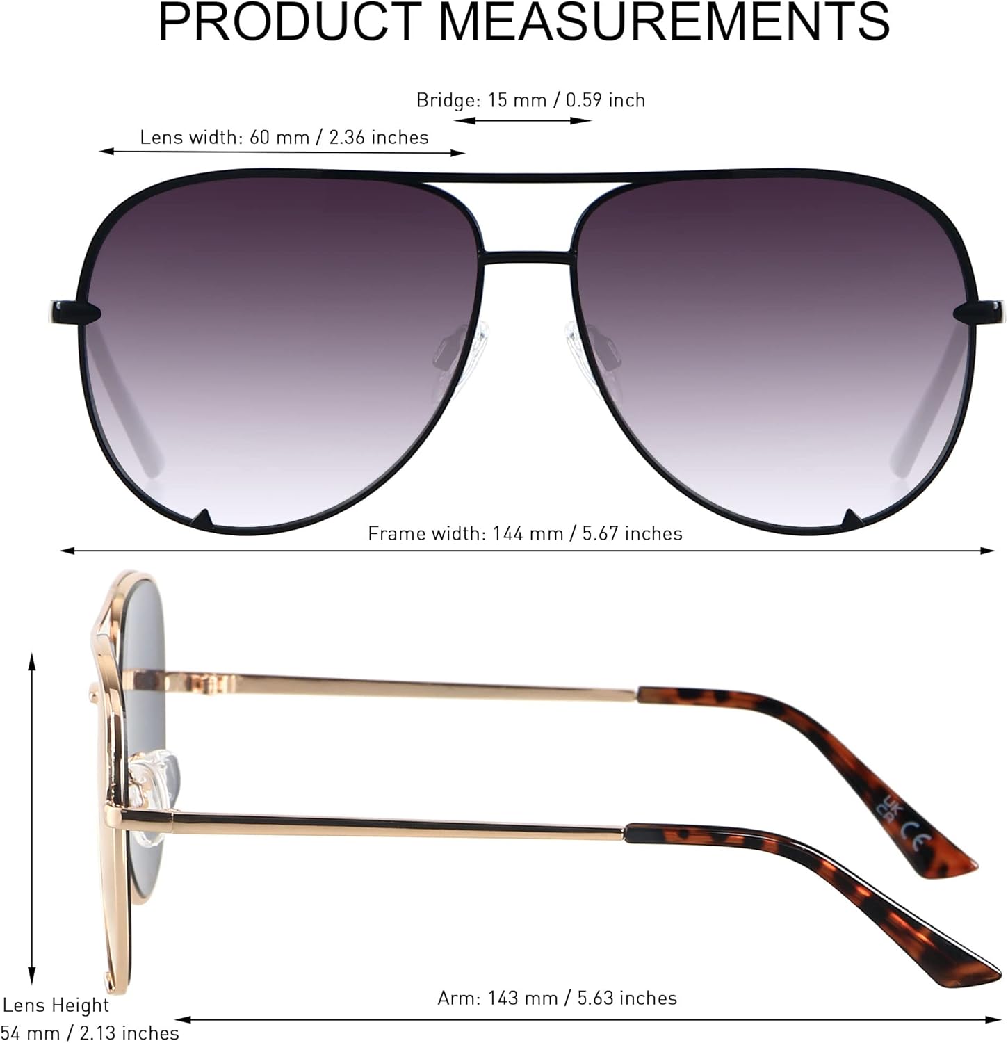 ANDWOOD Oversized Aviator Sunglasses for Women Men Big Large UV Protection Fashion Sun glasses - Image 4