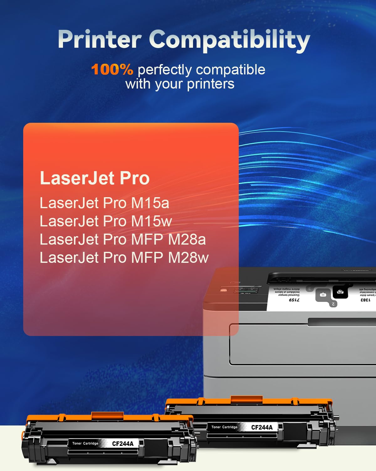 Skydo 44A CF244A Compatibili Cartucce di Toner Sostituzione per HP 44A CF244A Toner per HP Laserjet Pro MFP M28w M28a M15w M15a (Nero, 2-Pack)