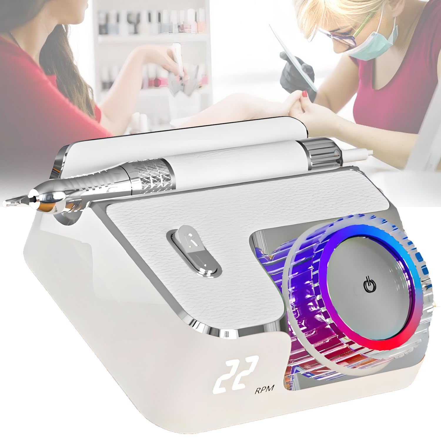 Profesjonalna Elektryczna Frezarka do Paznokci, Maszyna do Paznokci 40000 RPM, Ładowalna Frezarka do Paznokci, Maszyna do Manicure i Pedicure, Polerowanie, Frezarka do Żelu i Akrylu (D)