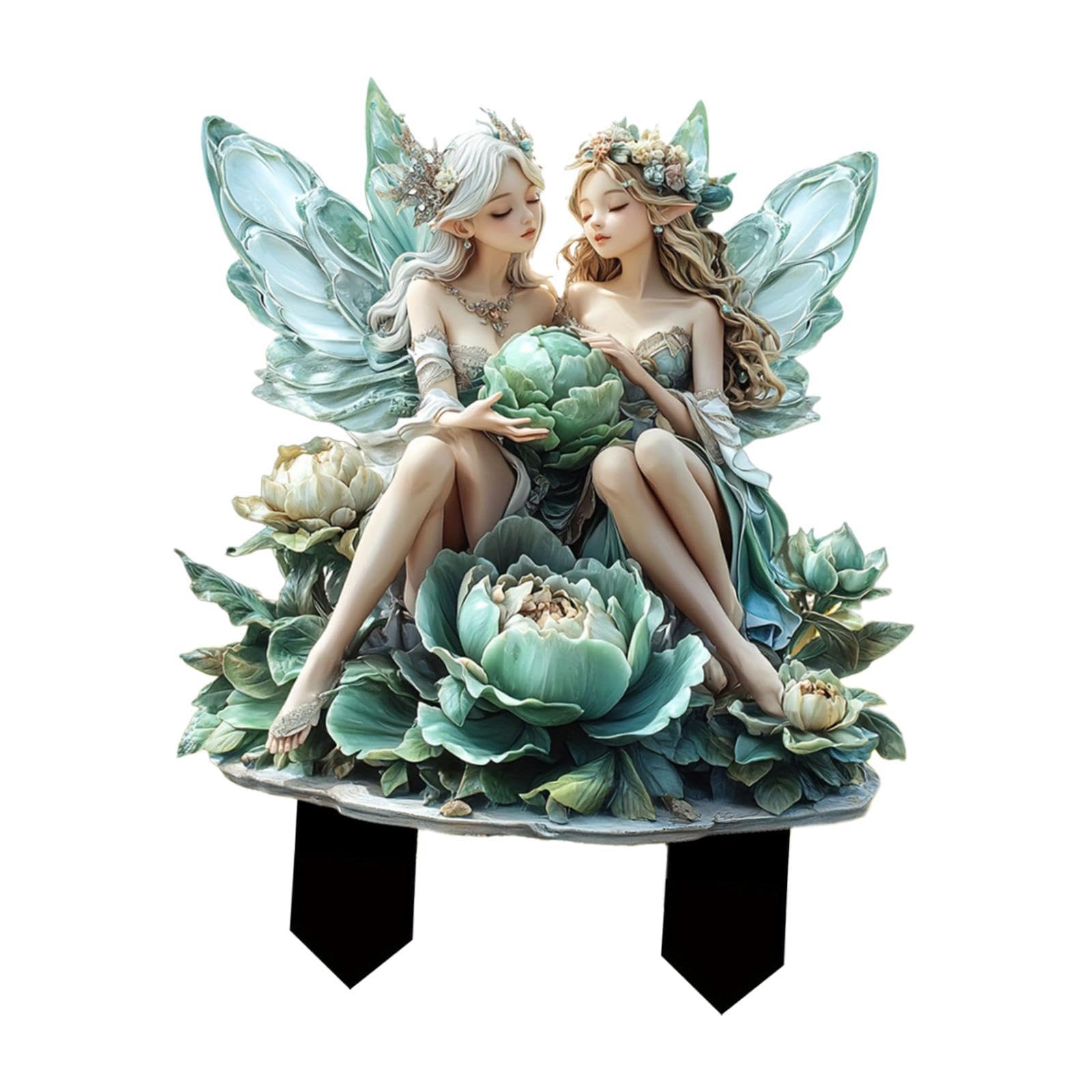 FABLOFT Fairy Garden Stake Flowerbed Decoration Yard Sign for Outside Courtyard Lawn