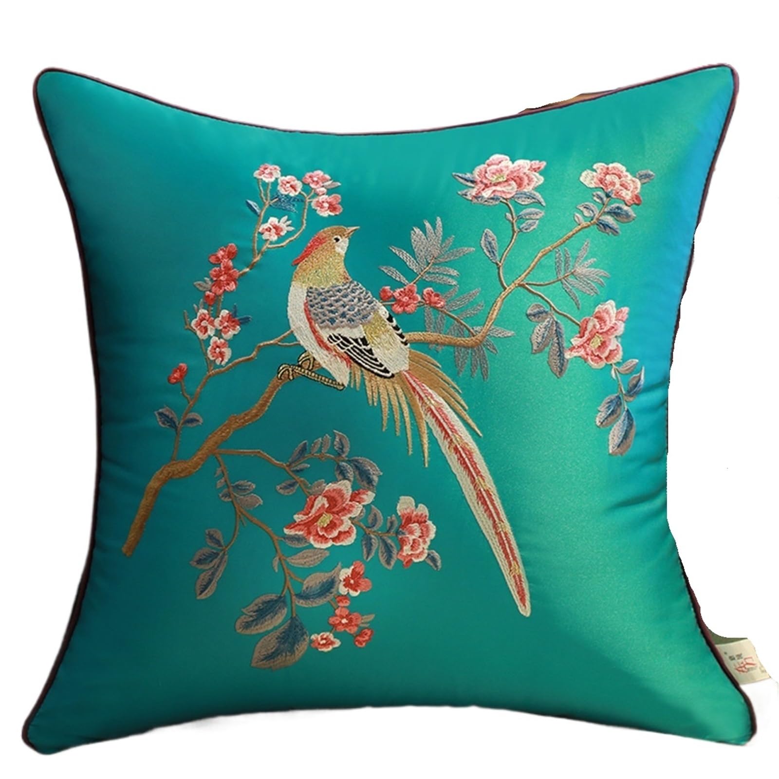 SNDISNV Embroidered Flower Bird Pillowcase For Bedroom