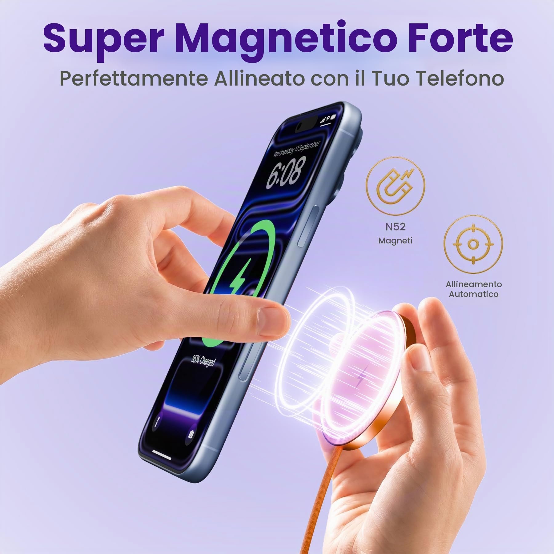 Caricatore Wireless Magnetico 15W, 3-Pack, Arancione