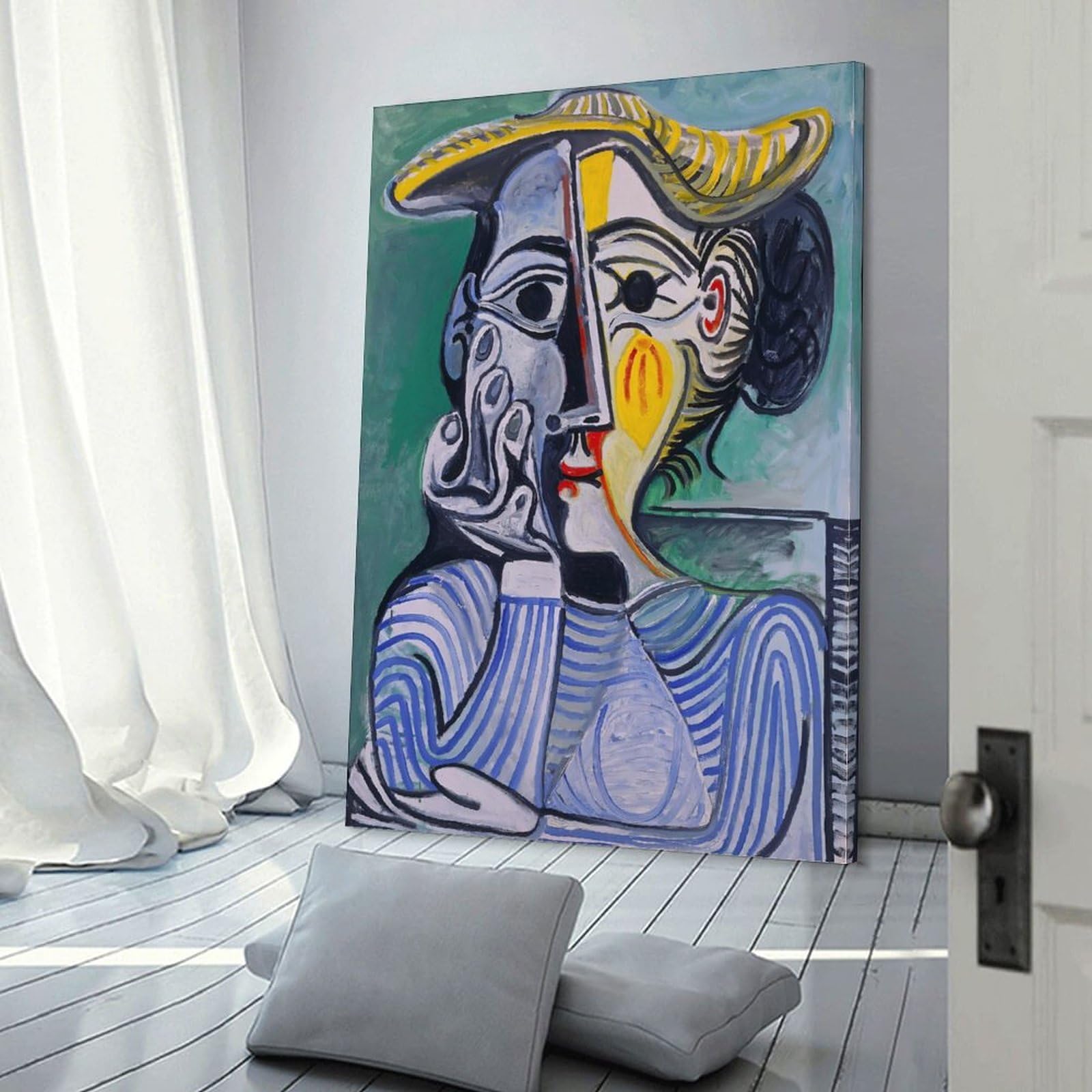 Amazon.co.jp: Pablo Picassoパブロ・ピカソ画家の作品（黄色い帽子の 