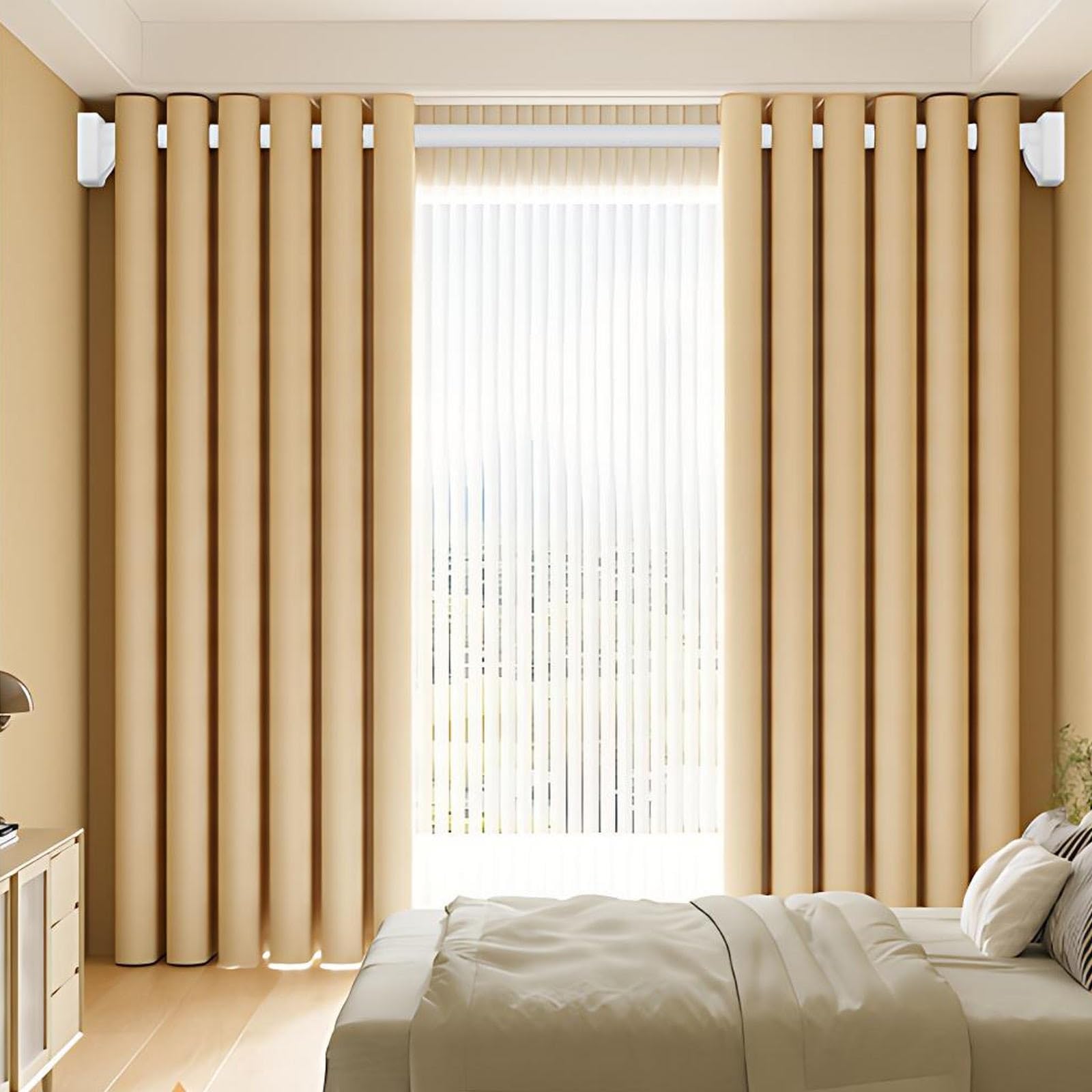Tringle de Rideau de Douche Réglable 40-350 cm Barre Télescopique Extensible Tringle à Rideaux Tension Sans Percage pour Salle de Bain Cuisine Porte(Silver,160-250cm/62"-98")