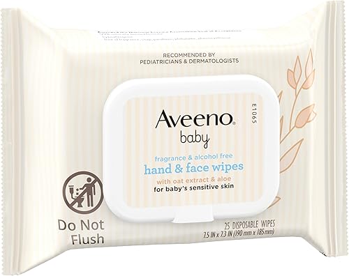 Miniatura 5 de Aveeno Baby Toallitas para manos y cara sin fragancia con extracto de avena y aloe, toallitas limpiadoras e hidratantes para pieles sensibles, sin