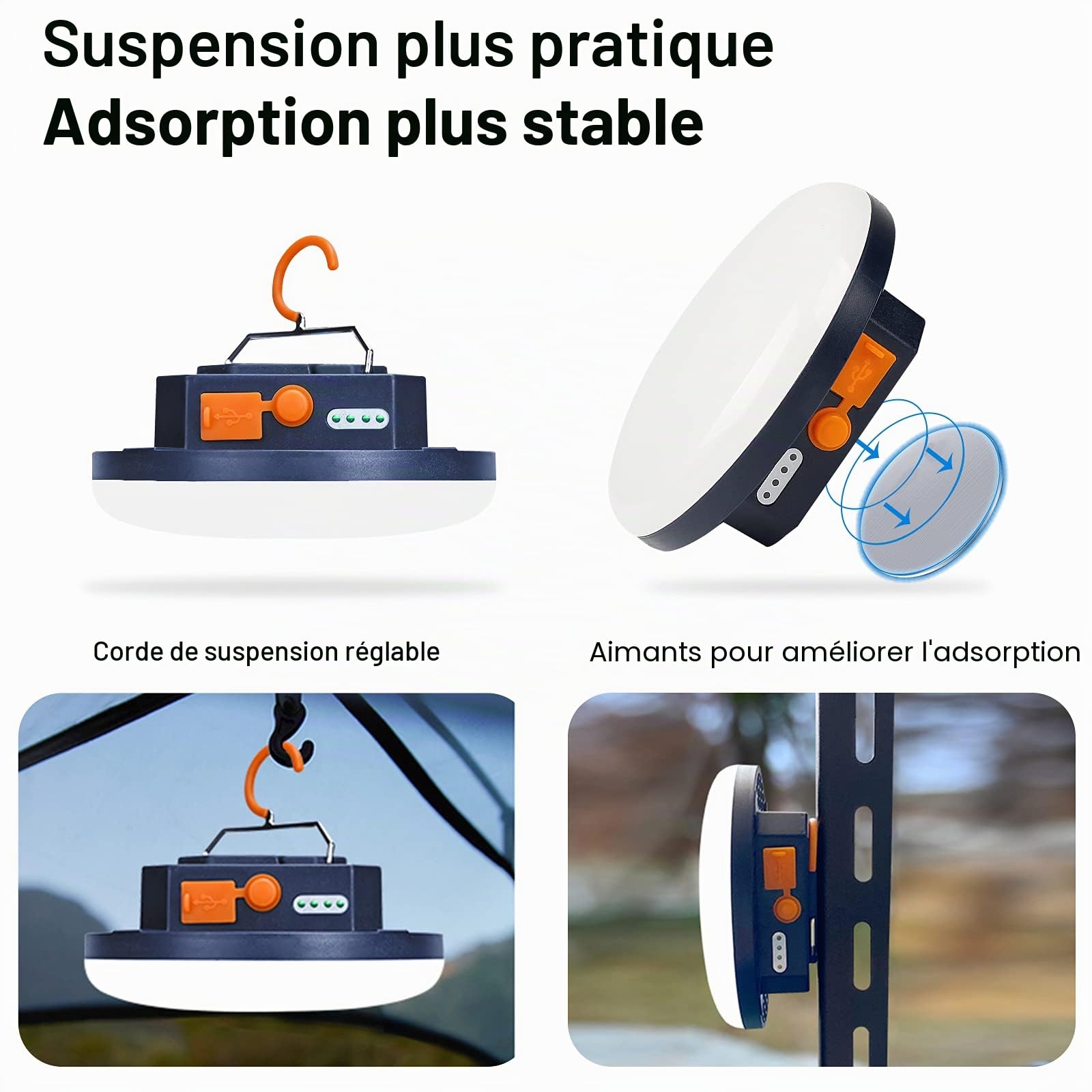 Lampe De Camping Rechargeable 10000 MAh – 3000 Lumens, IP45, Crochet Et Aimant, SOS, éclairage Extérieur Portable