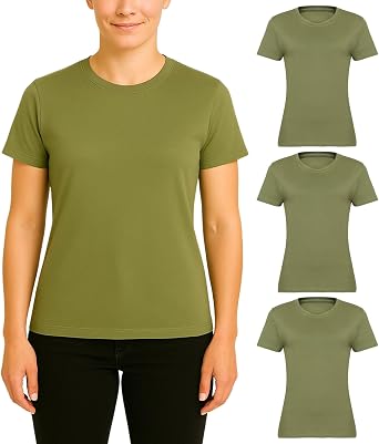 Womens T-Shirts Short Sleeve Crewneck Cotton Soft Comfortable Fashion T Shirts for Women, 3Pack