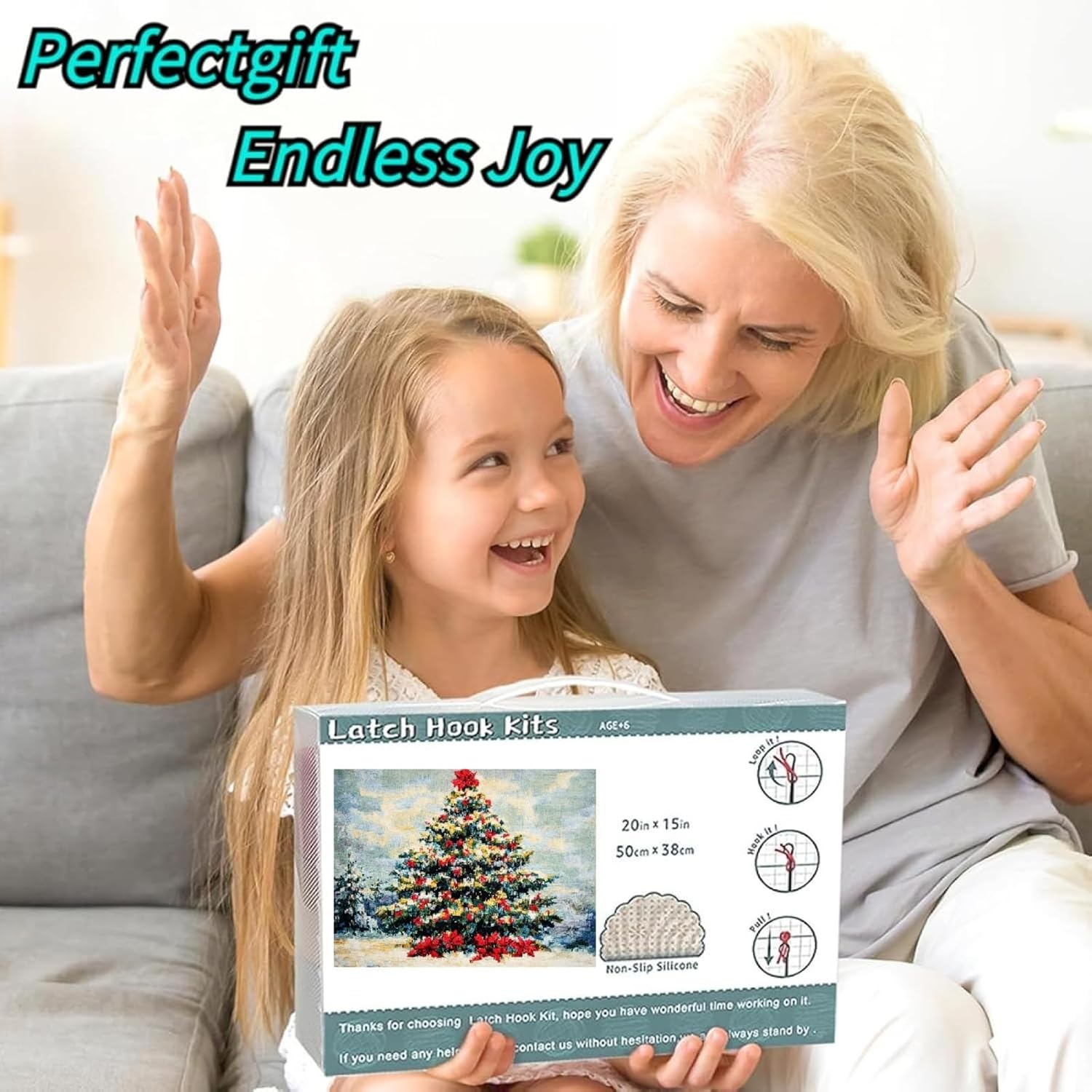 XDEGHUANGSS DIY ラッチフックラグキット かわいいハイランド牛のポートレート 緑の背景 カラースタンプ付きカーペットタ DIY  ラッチフックキット ラグ 海辺の漁村の花風景 初心者向け DIY ラッチフック