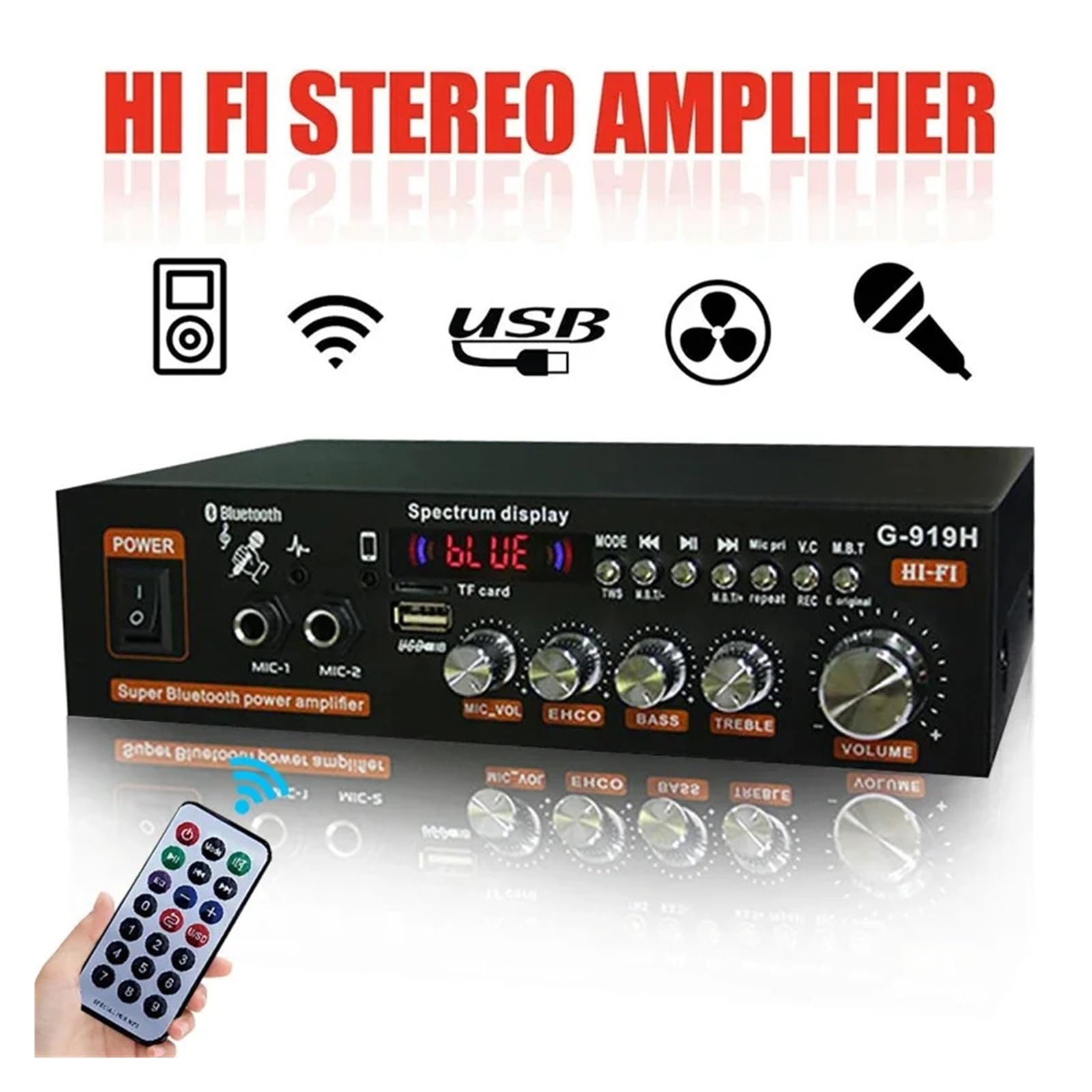 Amplificatore di potenza Bluetooth 1000W Mini amplificatore Altoparlante Amplificatori di potenza for la casa Subwoofer Altoparlanti Per l'home cinema