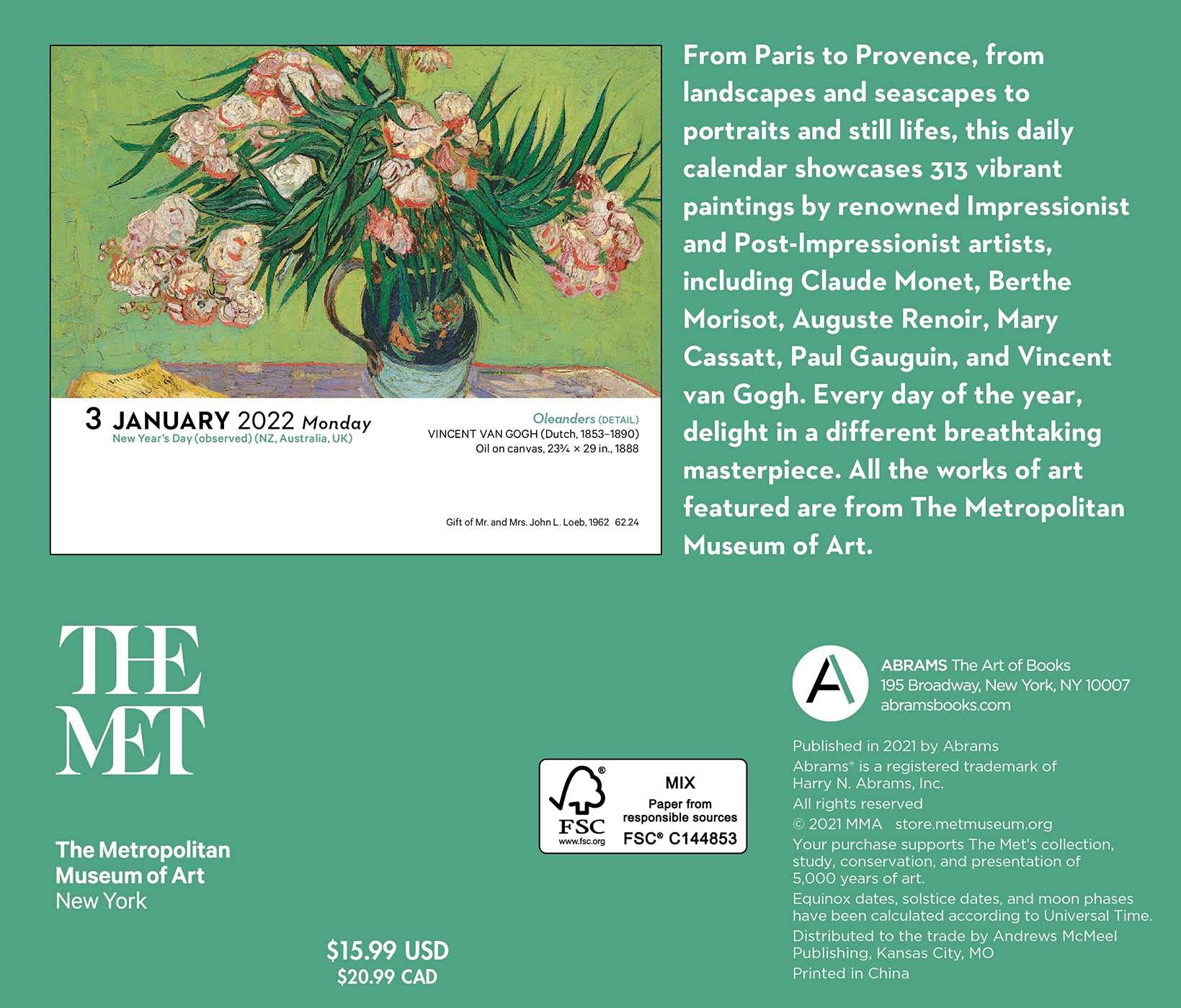 Impressionism and Post-Impressionism 2022 Day-to-Day Calendar