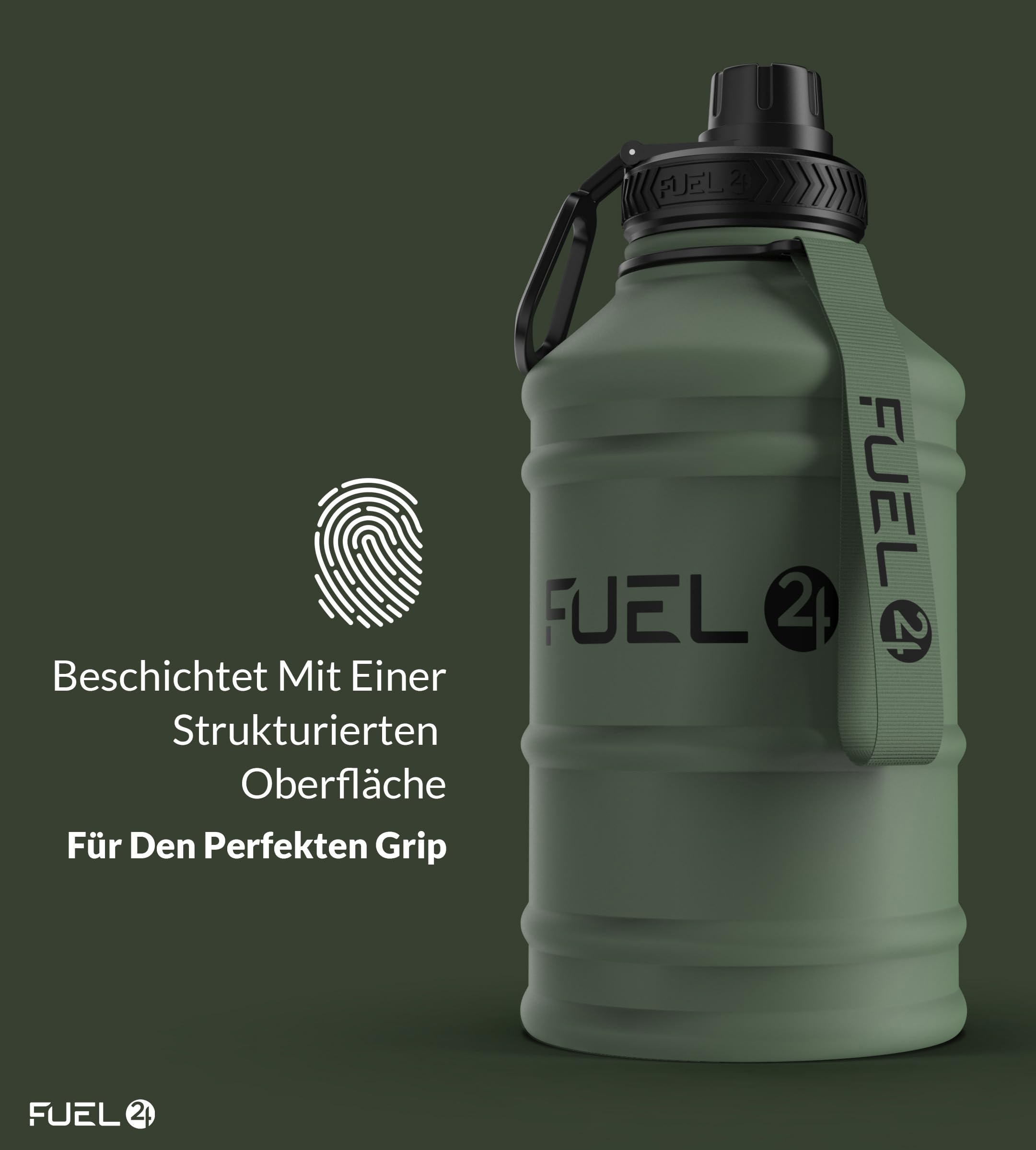 Fuel24 Extra Stark Trinkflasche Edelstahl 1.3L & 2.2L - Auslaufsicher & BPA-Frei Wasserflasche - Robuste Metall Trinkflasche Für Fitnessstudio, Sport Wasserkrug Für Erwachsene
