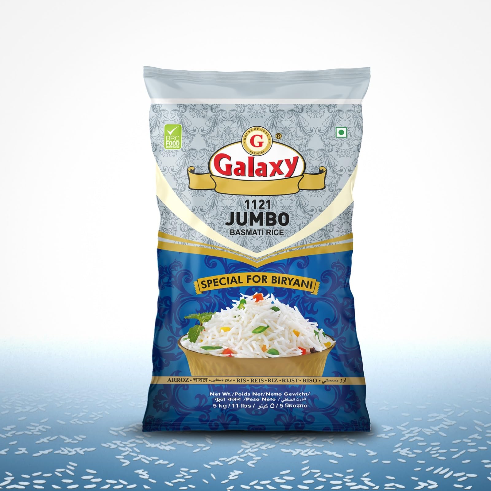 Galaxy 1121 Jumbo Basmati Biryani Rice, Extra Long Grain, Aroma Rich, Good Source of Vitamins B1 & B6, Gluten-Free (5 KG) (B0BGPKJ69N) Amazon Price History, Amazon Price Tracker