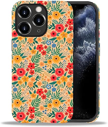 Miniatura 30 de Funda para iPhone 11 Pro Max, flores rojas coloridas 2 en 1, carcasa rígida + silicona, a prueba de golpes, protección contra caídas compatible con