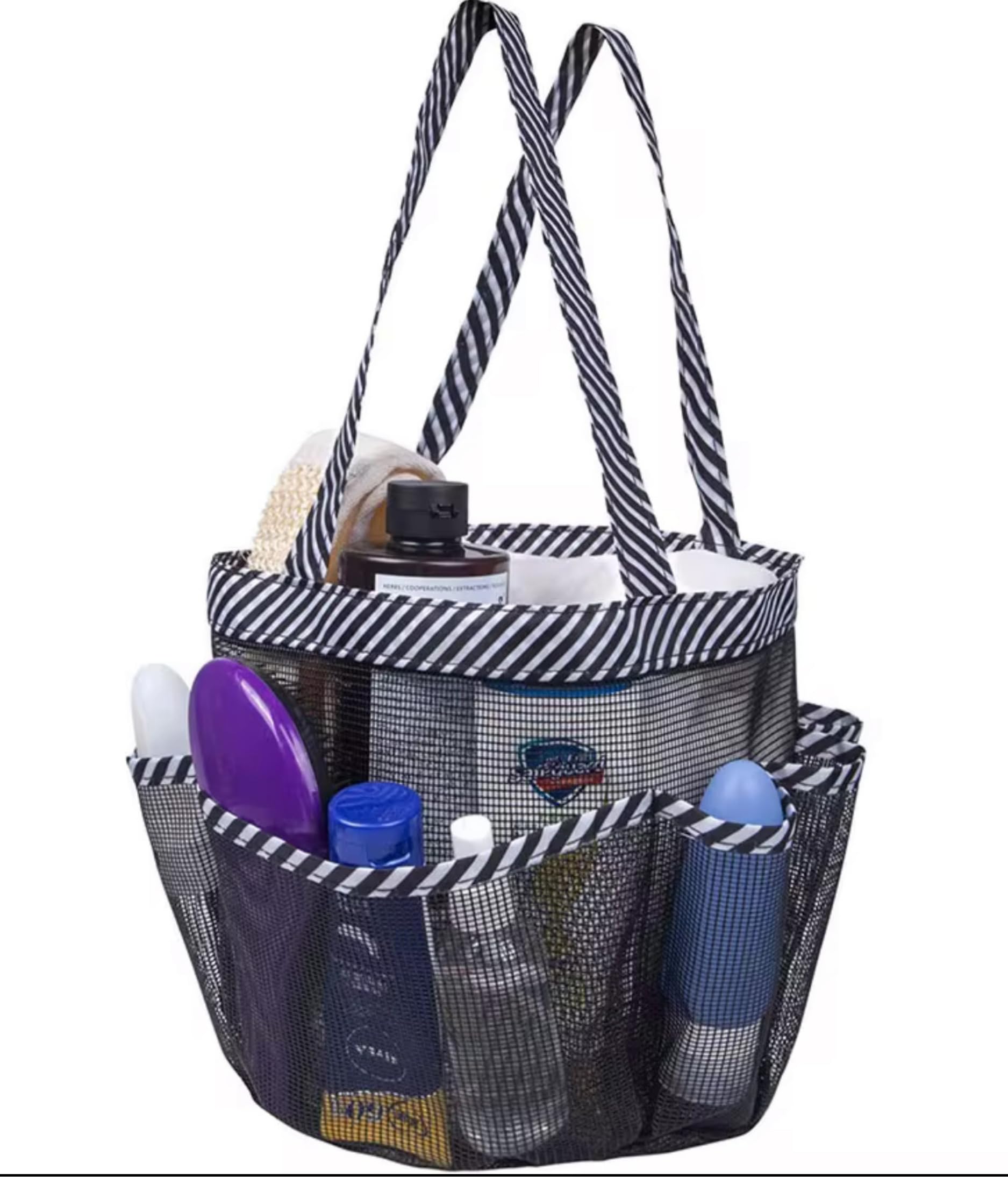 Mesh Shower Caddy Portable for College Dorm Room Essentials Toiletry Bathroom 8-Pocket Large Capacity Shower Bag for Beach