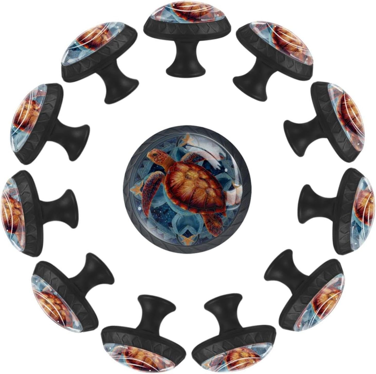 Sea Turtle Kitchen Cabinet Knobs, Decorative Mushroom Drawer Pulls, Durable Furniture Hardware for Bathroom Dresser Wardrobe Cupboard