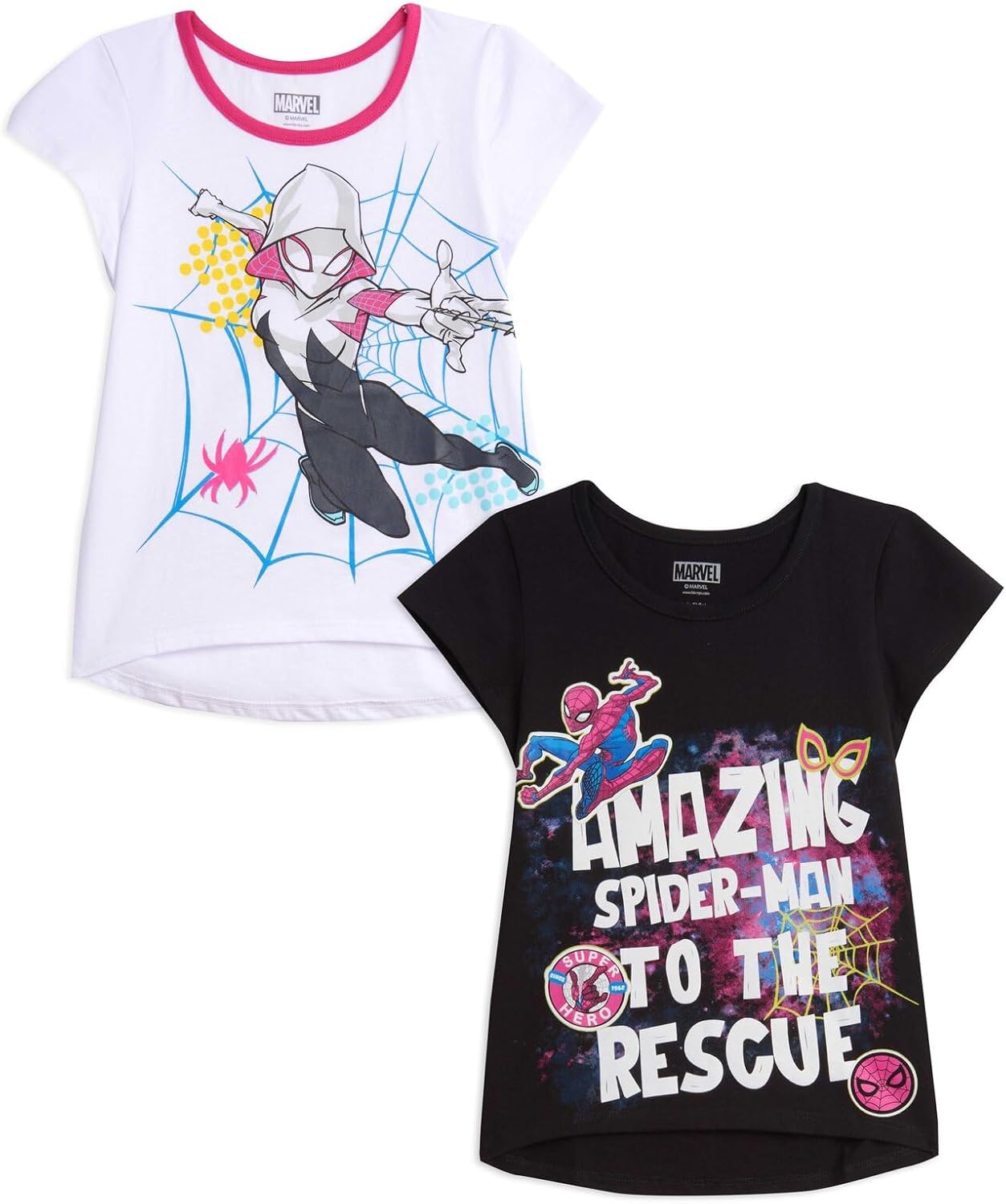 Marvel Spider-Man Spider-Gwen Ghost Spider2 Pack T-Shirts Toddler to Big Kid