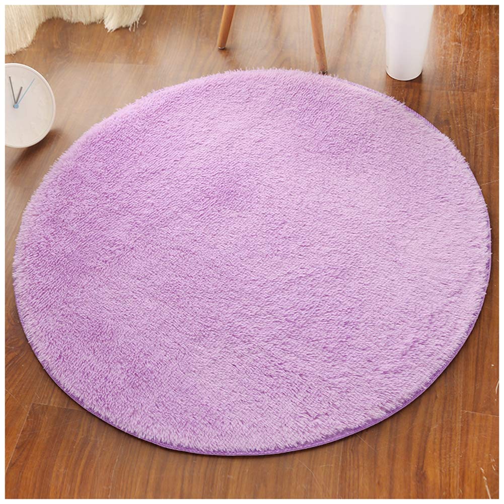Alfombra Redonda para Salón, Dormitorio, Cocina Y Oficina, Alfombra Salón Pelo Corto/Alfombra Decorativa de Pelo Largo Suave Superficie Alfombra Estera de Felpa,80cm,Morado Claro-Corto