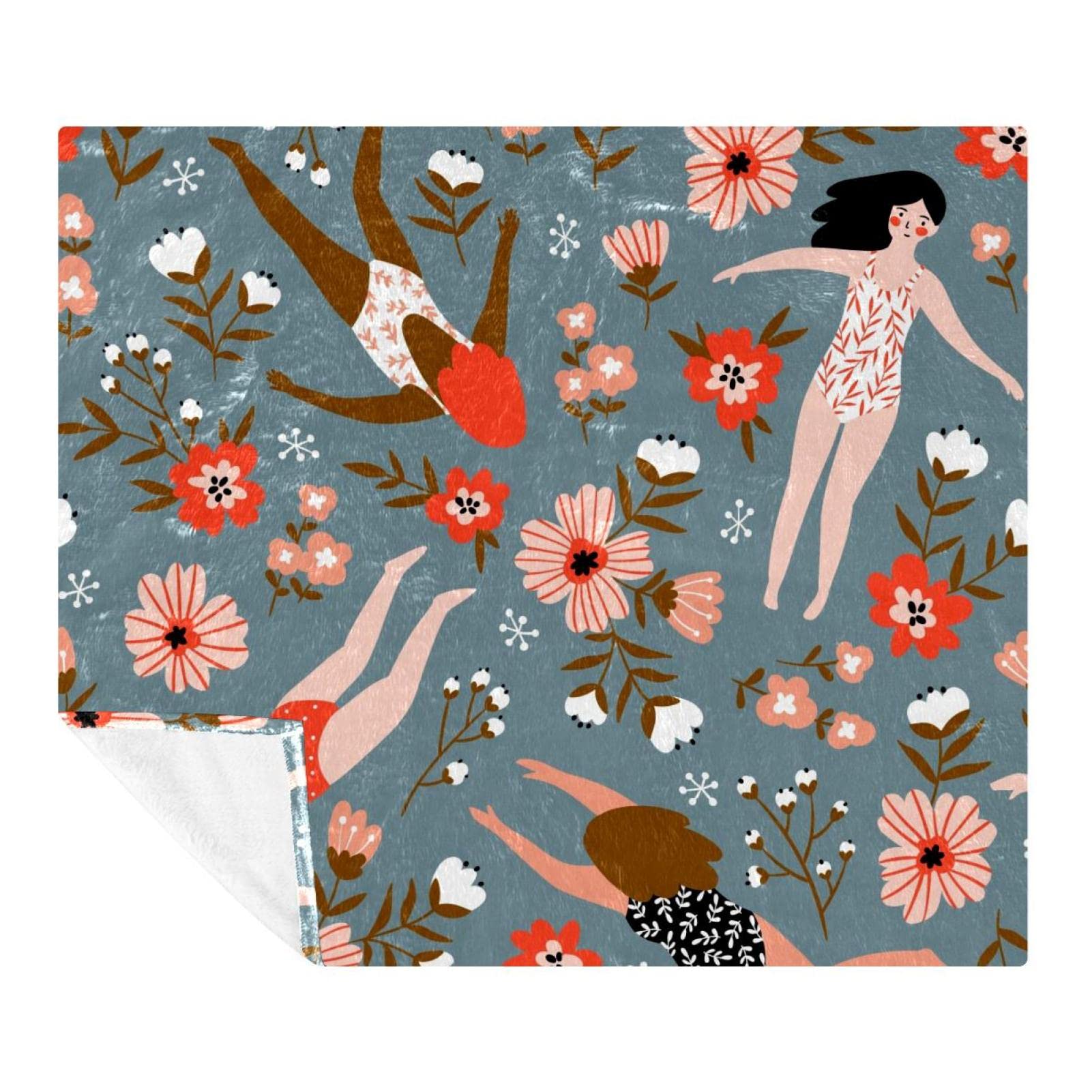 Couverture polaire légère fleurie pour vos voyages et canapé