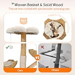 Susire Indoor Modern Cat Tree: 44Inch Large Cats Tower Made by Wood with Sturdy Base and Sisal Rope Scratcher - Kitty Tall Activity Climbing Perch with Two Wicker Baskets and Flower Shape Platform