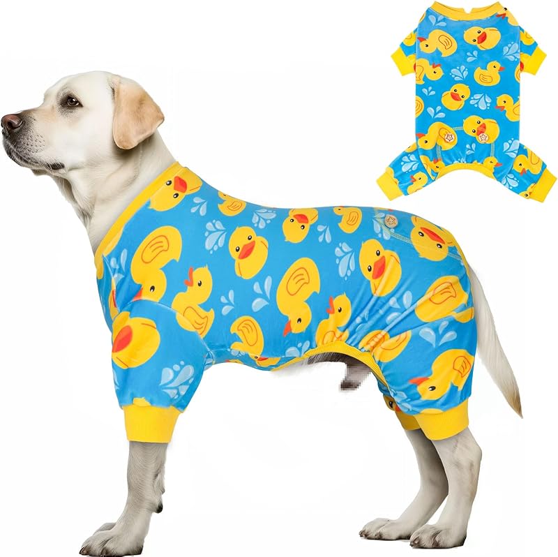 Pijama de Veludo para Cães Médios e Grandes KYEESE com Estampa de Patinhos