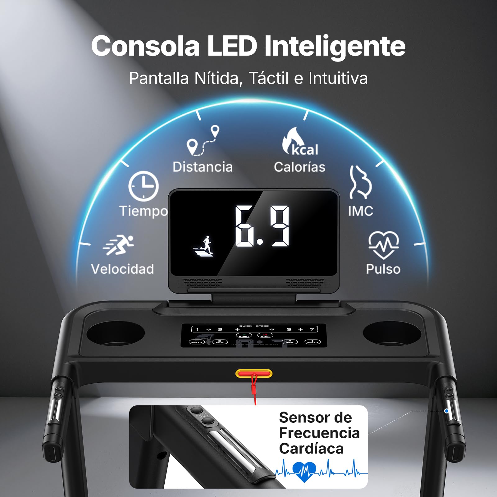 MERACH Cinta de Correr Plegable, 15% Cinta de Correr con Inclinación, 0.8-12km/H Caminadora Electrica para Casa, 2.5HP Walking Pad, Cinta de Andar para Plegable Casa y Oficina, App, Pantalla LED