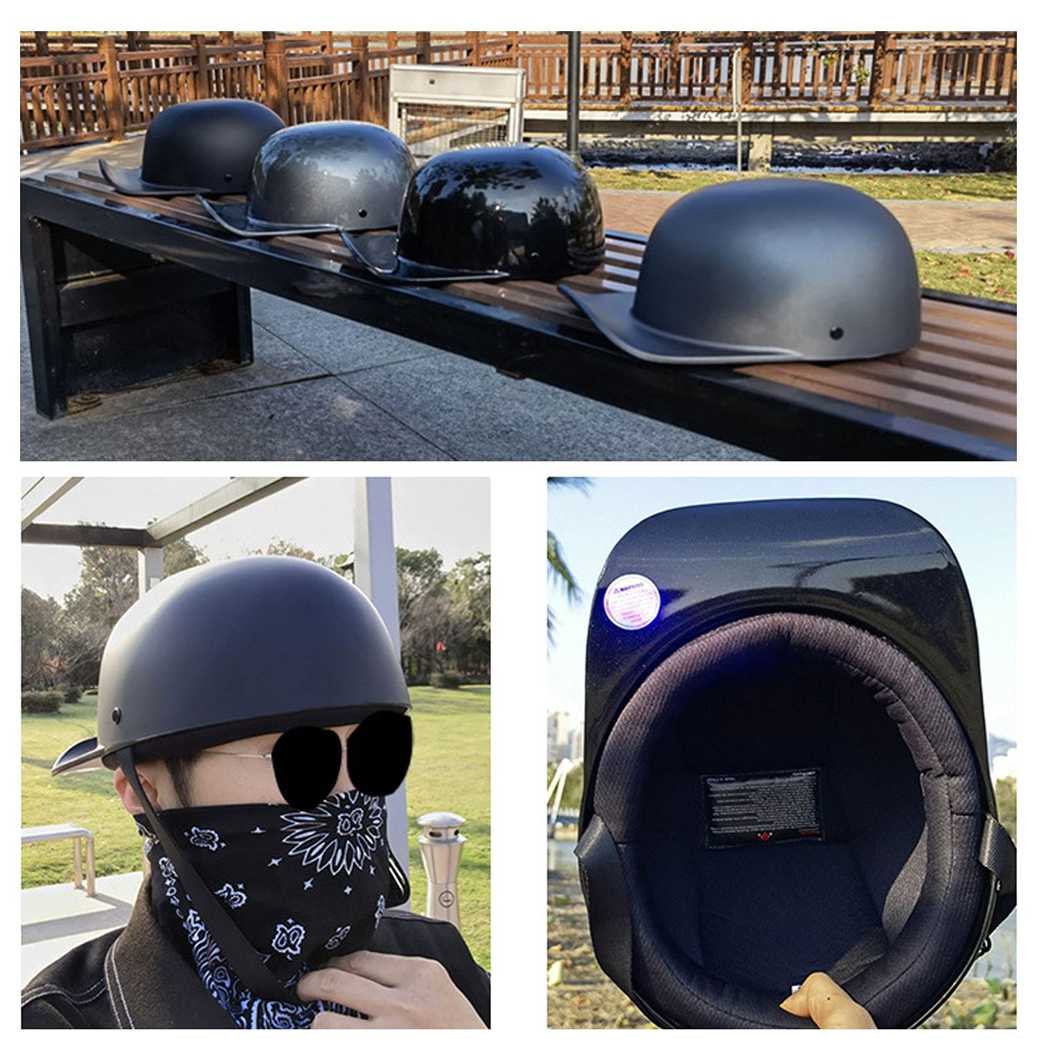 BYGMWEP Retro Moto Mezzo Casco, ECE/DOT Approvato Vintage