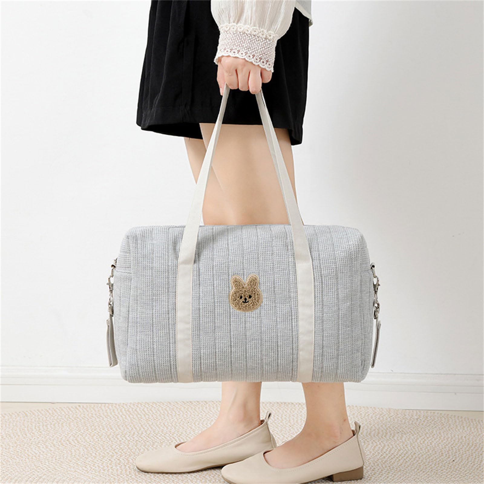 Borsa per pannolini per bambini di grande capacità, con design raffinato ricamato, accessorio da viaggio per bambini