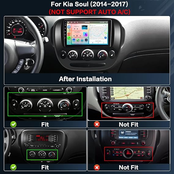 Inefala 8 Core 4+64G Radio for Kia Soul 2014-2017 Manual A/C Stereo Upgrade | Android 15, 59UI, 9 Touchscreen, Wireless CarPlay/Android Auto, GPS, Bluetooth, EQ, Free AHD Backup Camera