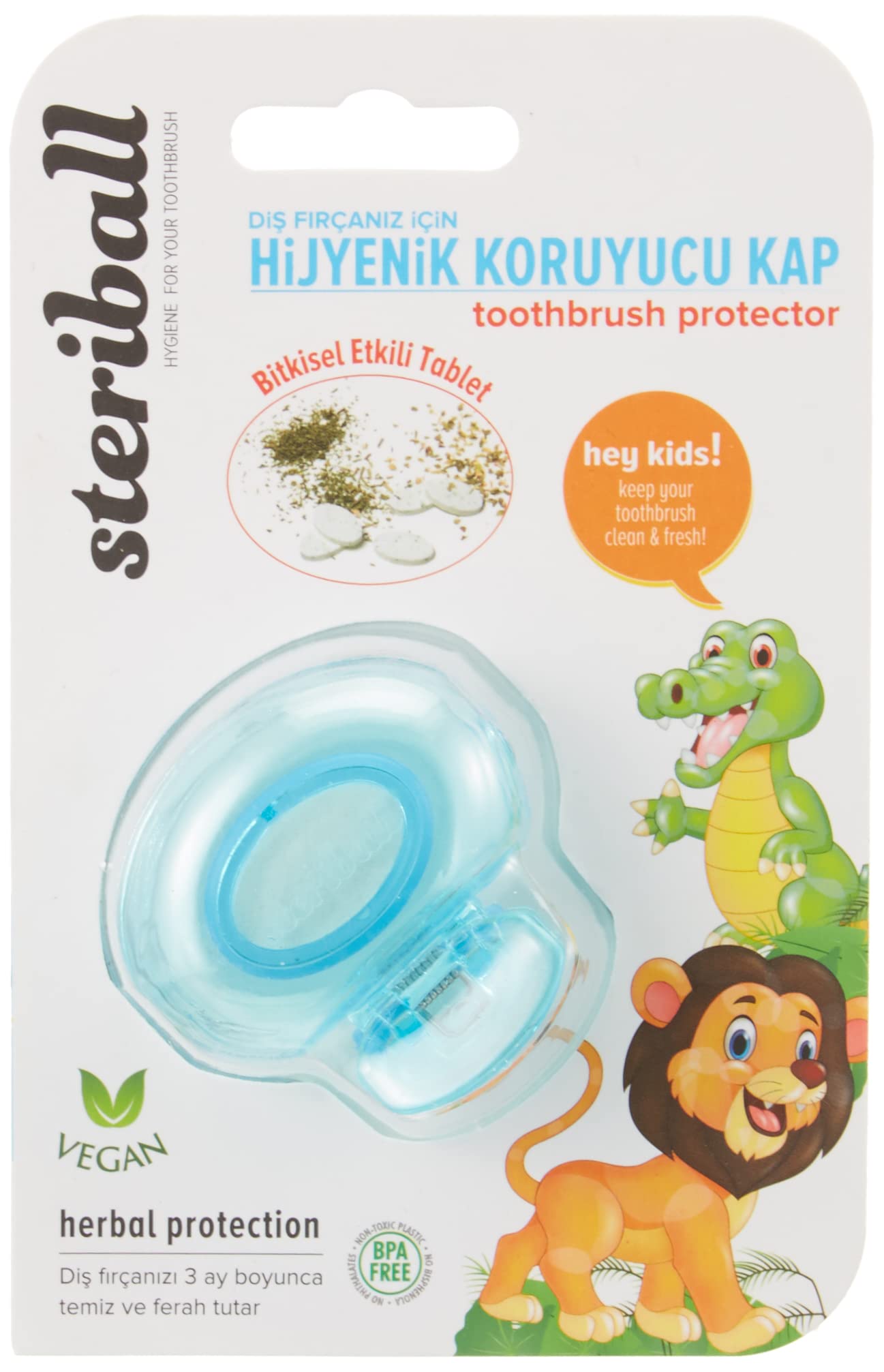 The Humble Co. Steriball Diş Fırçası için Vegan Hijyenik Koruyucu Açık Mavi Kap (3 paketi)