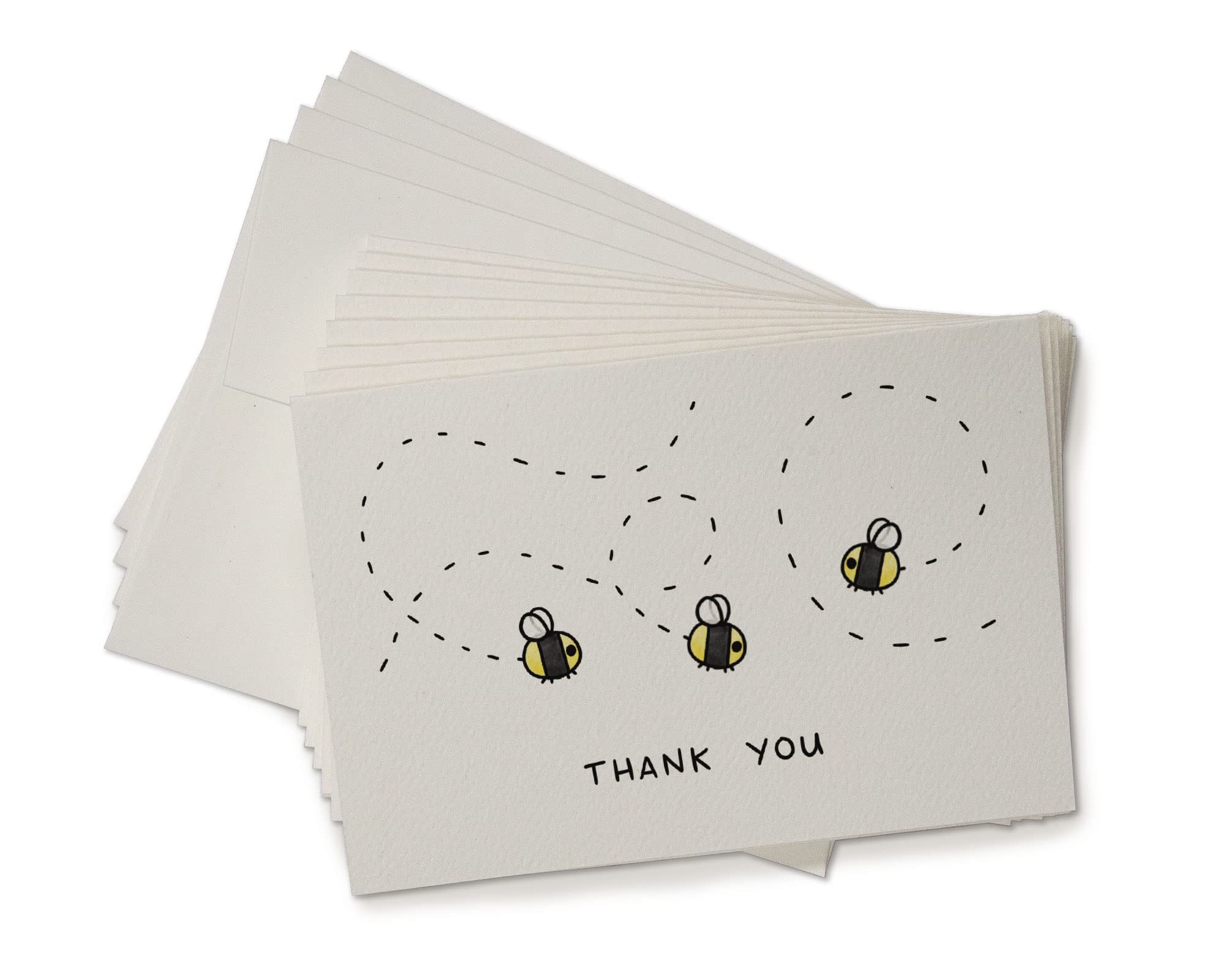 Sugartown GreetingsFuzzy Buzzy Bee Thank You Cards - 24 Bee Thank You Cards with Envelopes - Blank Bee Note Cards for Birthday Party, Baby Shower, Summer BBQ