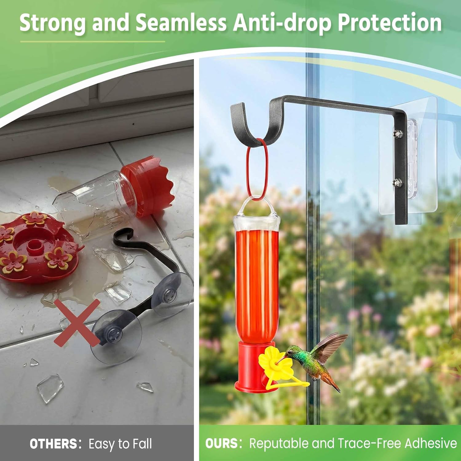 Outdoor Hummingbird Feeder Hanging: Window Hummingbird Feeder with Metal Hook, Mini Humming Birds Feeder for Outside with Feeding Ports, Leak-Proof Design, 3oz, Gifts for Mom Dad Bird Lovers - Image 4