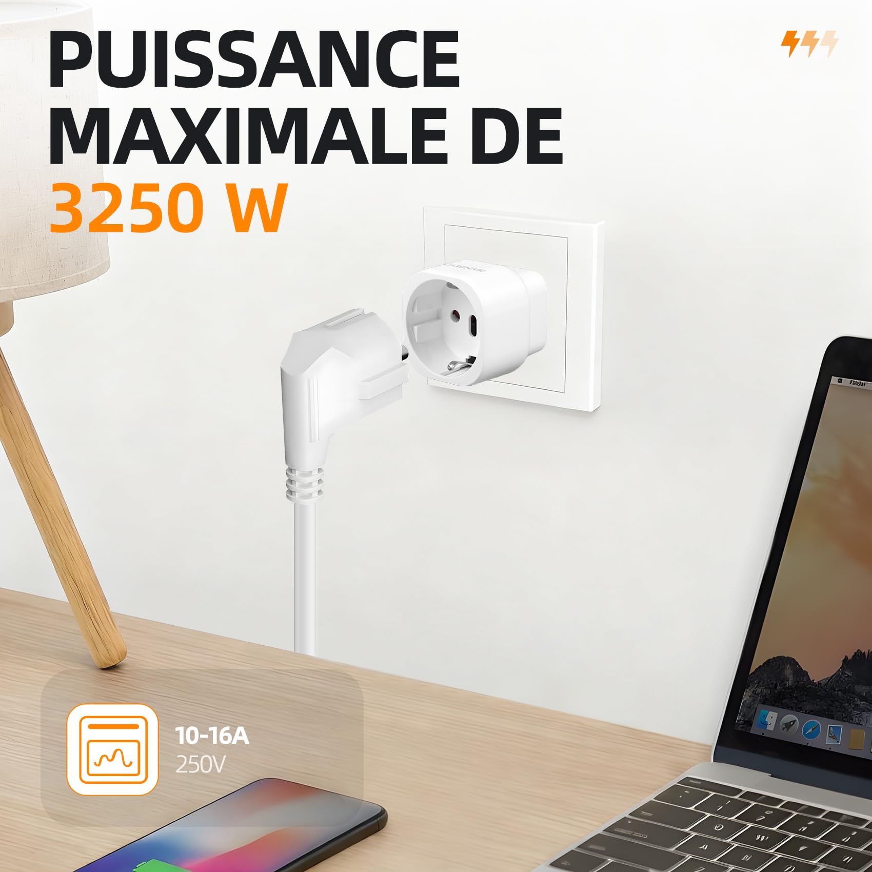 Lot de 2 Adaptateur Prise de Voyage Adaptateur Royaume-Uni France Prise, Adaptateur Type g, Adaptateur de Prise Angleterre pour UE vers Angleterre/Écosse/Irlande/Dubaï/Maldives