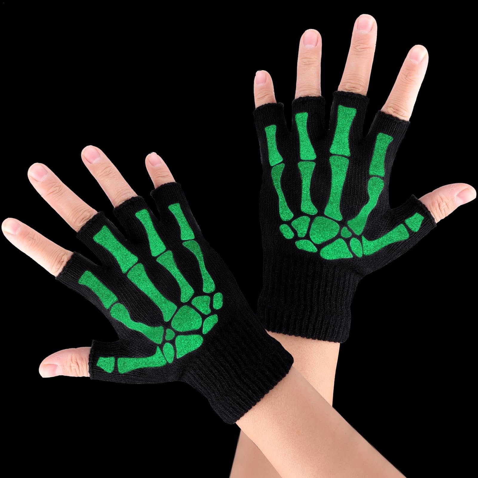 Gants De Squelette Pour , Gants En Os De Crâne - Mitaines Squelette De Cyclisme D’Halloween Pour ,Mitaines Chaudes En Forme De Crâne D'Halloween Pour