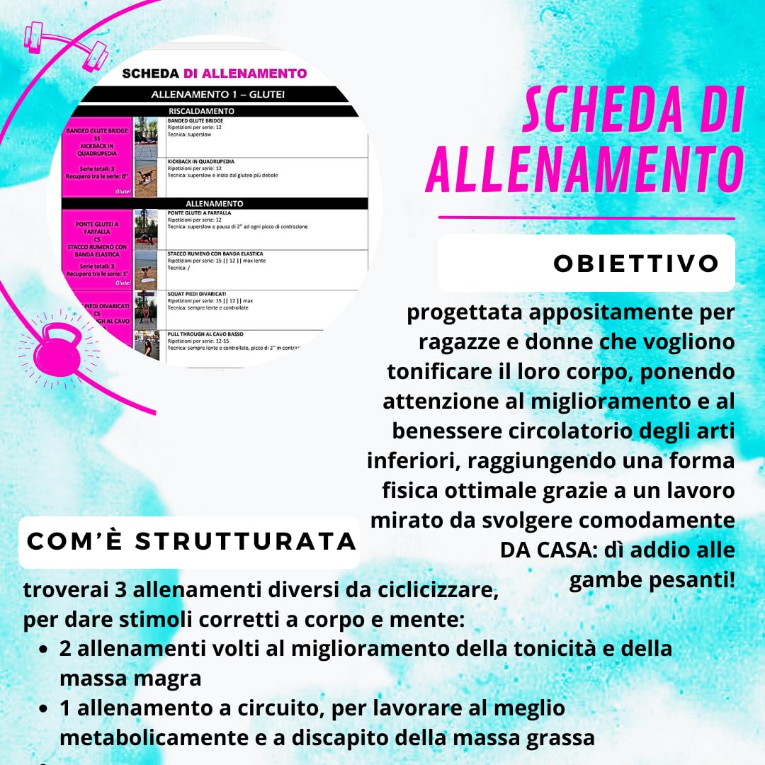 GAME START GYM Scheda di Allenamento per donne completa di set di bande elastiche | Total Body e Microcircolo