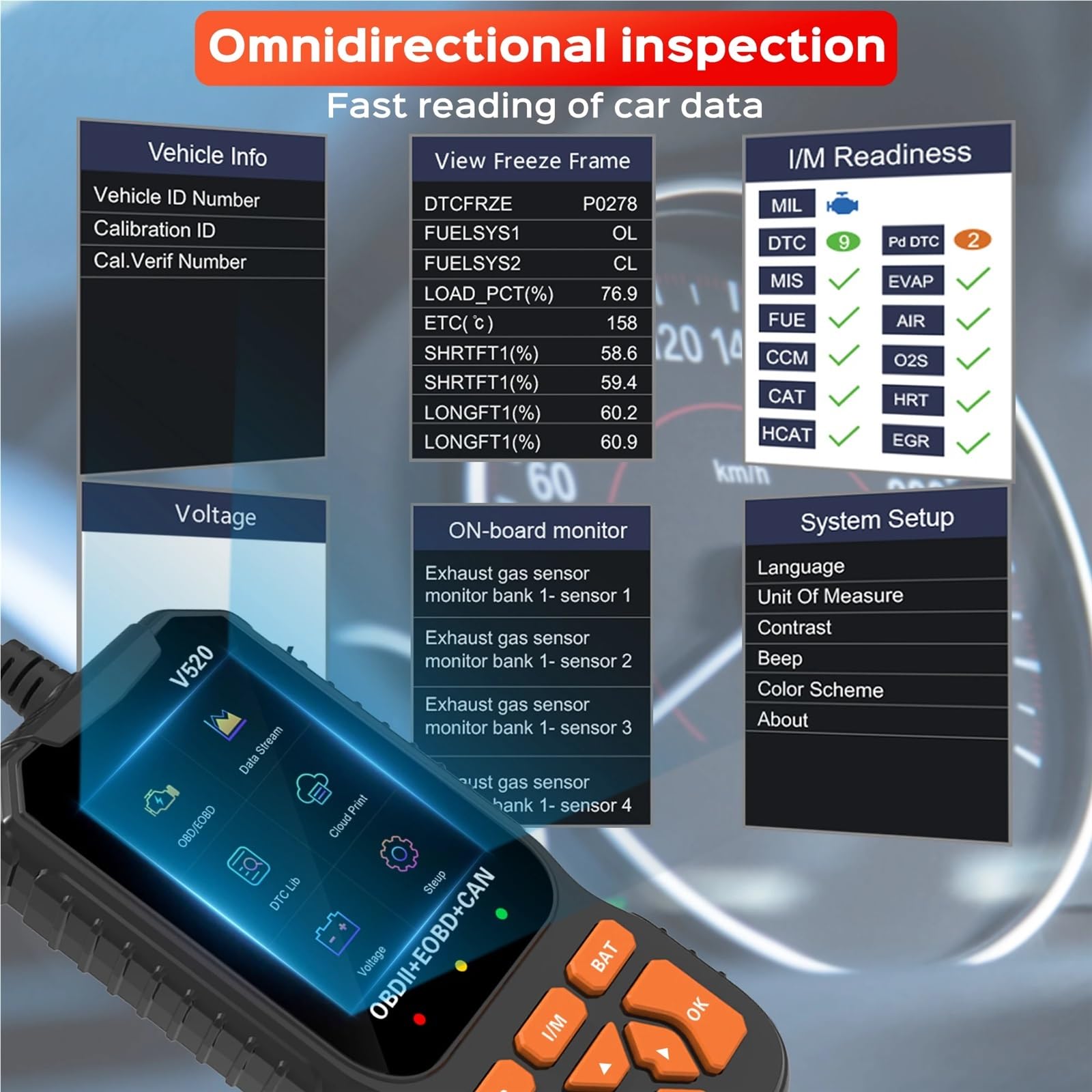 OBD2 Car Scanner Diagnostic Scan Tool,Professional Mechanic Vehicle Fault Code Reader,Auto Read Check Engine Light Fo