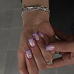 Lilac French Tip Press on Nails Short Square Nails Press ons French Tip Glue on Nails for Women DIY Acrylic French Nails Short Gel Nails, Natural Thick Extra Short French Fake Nails 30Pcs 15 Sizes