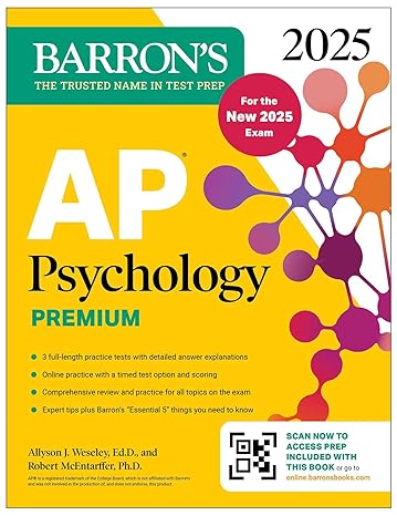 AP Psychology Premium, 2025: Prep Book for the New 2025 Exam with 3 Practice Tests + Comprehensive Review + Online Practice (Barron's AP Prep)