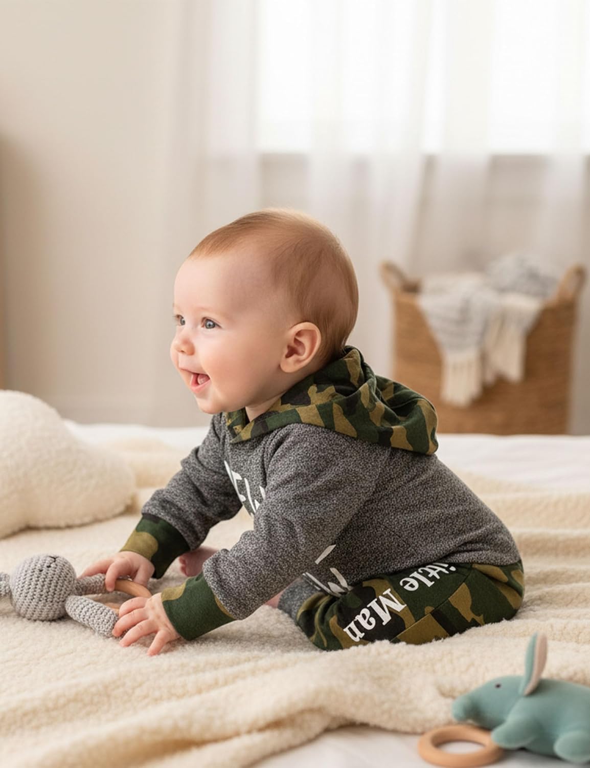Fommy Newborn Baby Boy Clothes Plaid Letter Print Long Sleeve Hoodies + Long Pants 2PCS Fall Winter Outfits Set image 4