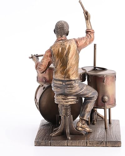 Miniatura 6 de Veronese Design Figura de resina de baterista de jazz de 8 pulgadas, estatua con acabado de bronce
