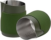 Vista 7 de Normcore Jarra de leche sin mango con boquilla afilada, jarra de vapor de espresso, jarra de espuma de leche de acero inoxidable 18/8, herramientas