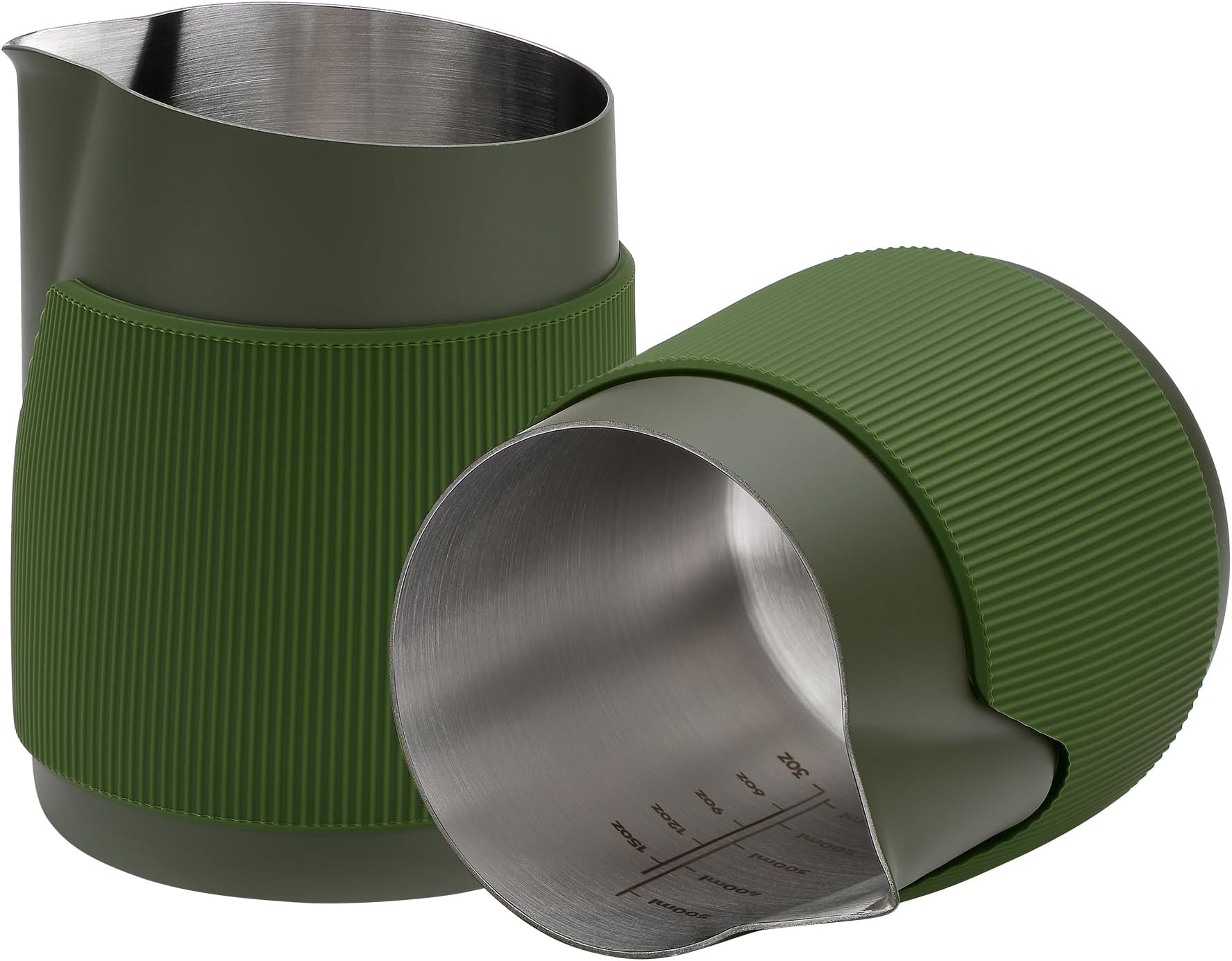 Normcore Handleless Milk Frothing Jug, Milk Pitcher 20.3 oz, Milk Frother Steamer Cup Stainless Steel Espresso Cup, Sharp Spout, Green, 600 ml