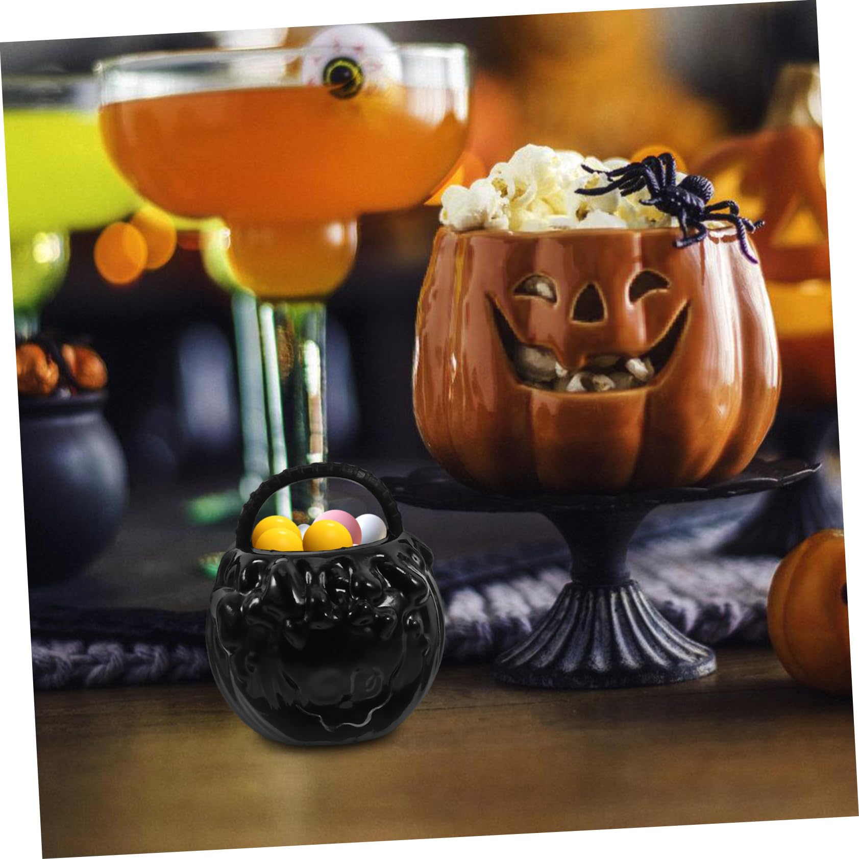 10 Mini Calderoni Per Caramelle Di Halloween - Forma Strega E Teschio, In Plastica, Con Manico, Per Dolcetto O Scherzetto E Decorazioni - 2