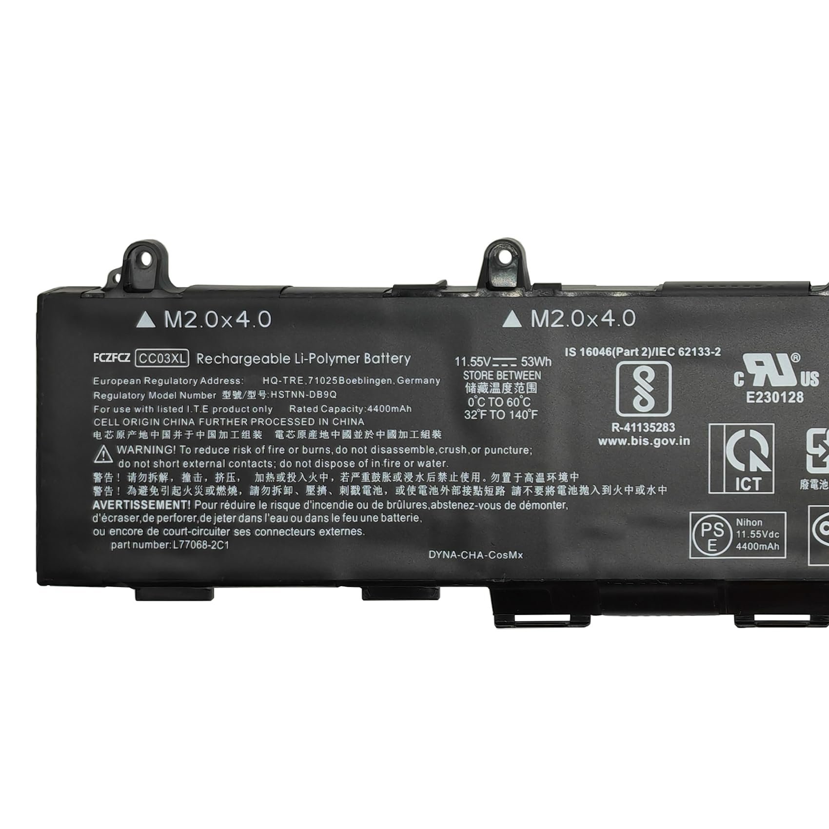 Amazon.com: FCZFCZ CC03XL Battery 53Wh Replacement for HP Probook